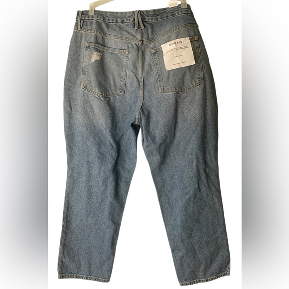 NWT Good American Good Boy Distressed High Rise Jean SN: GB050T Indigo Size 16 - Picture 5 of 17
